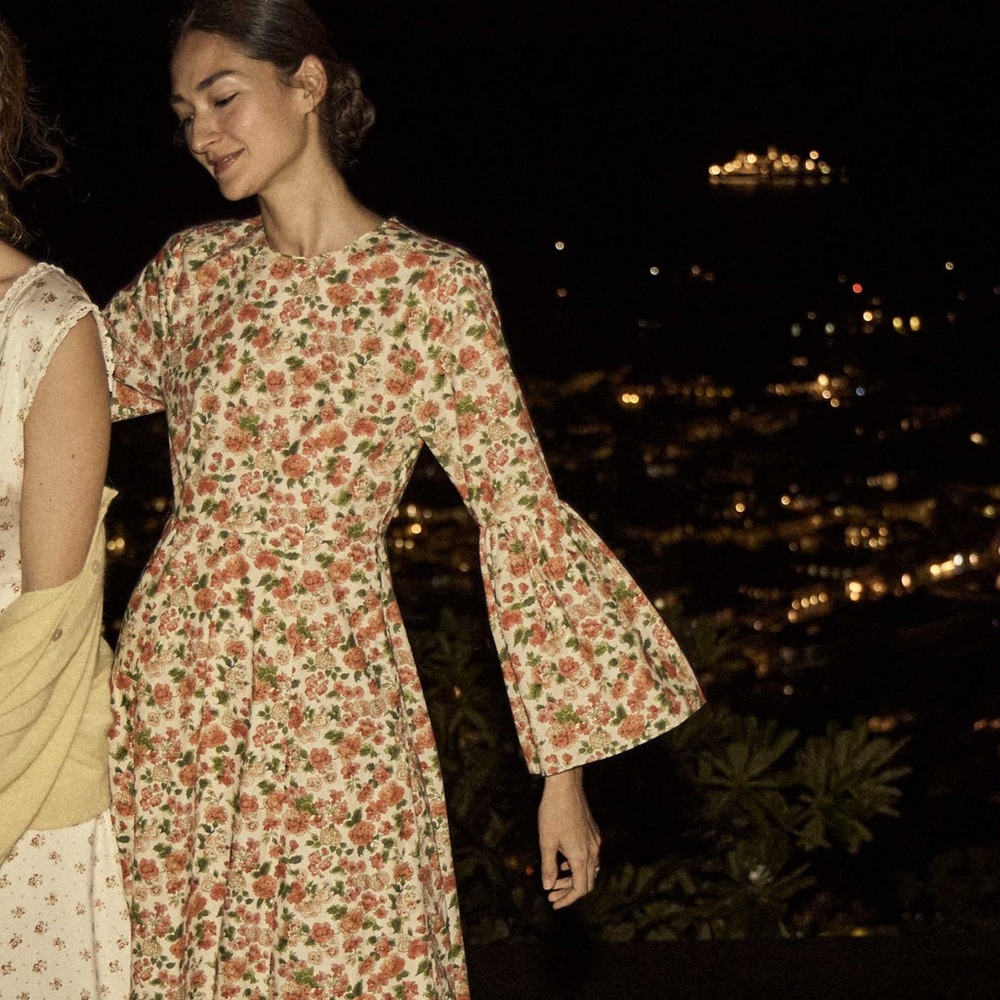 Doen Floral Dress in Cream and Red